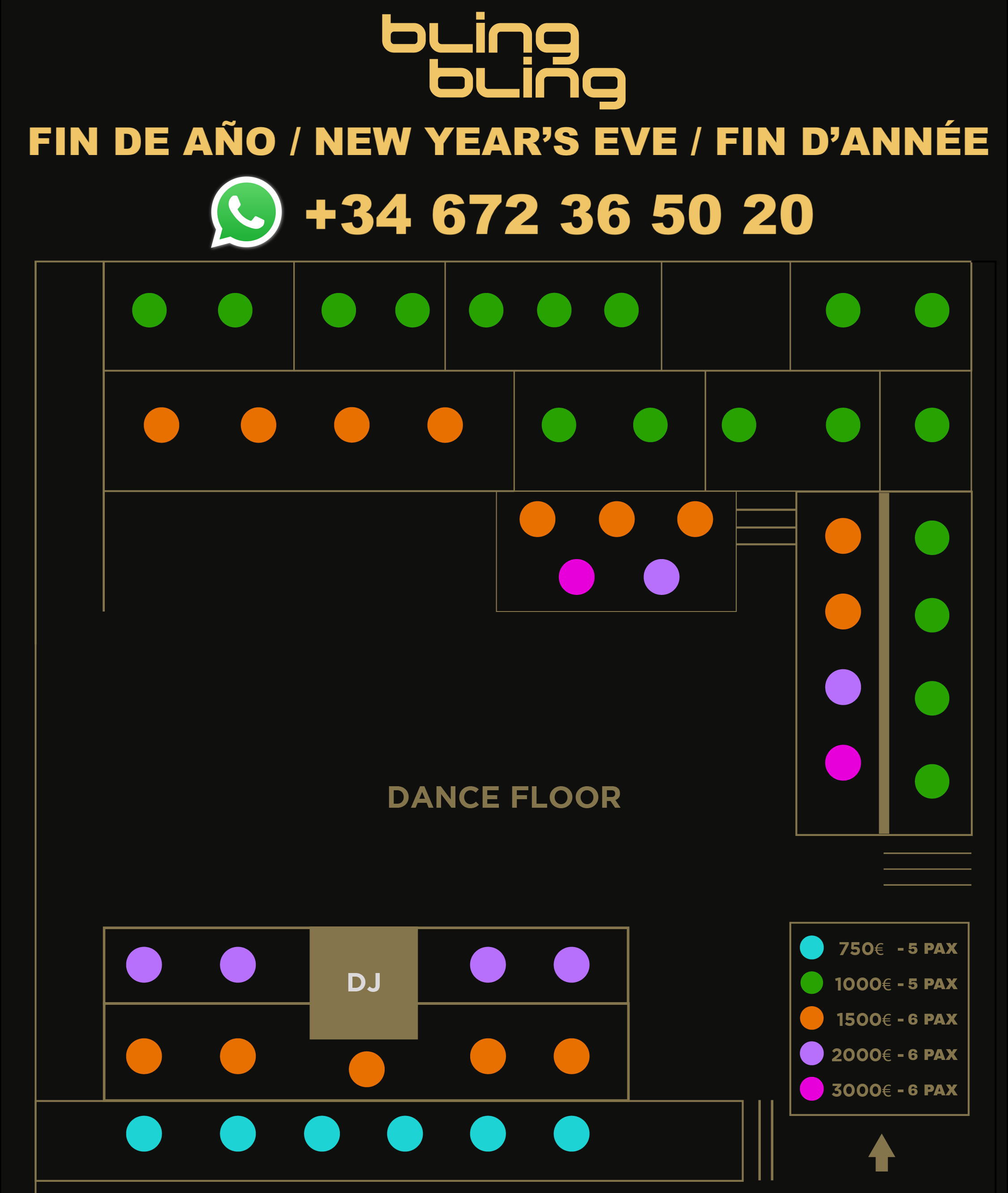 bling bling barcelona fin de año mesas vip